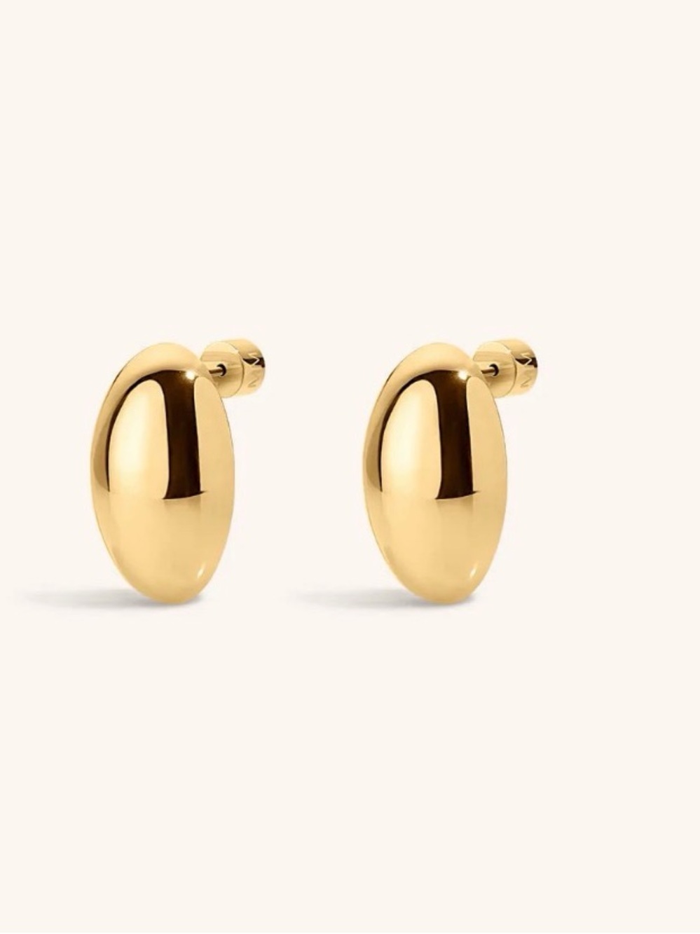 Polished Gold Oval Dome Stud Earrings